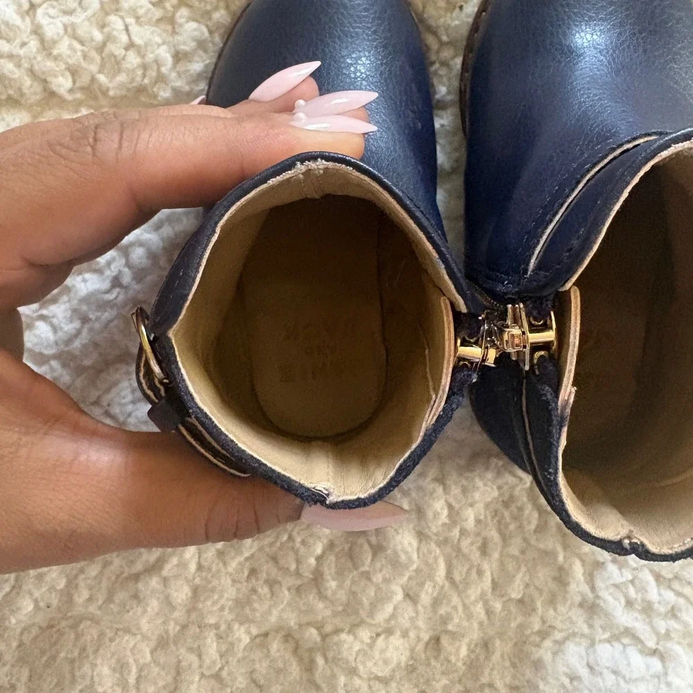 Janie‎ and Jack Toddler Suede Side Zip Ankle Bootie in Merchant Marine Navy Sz 5